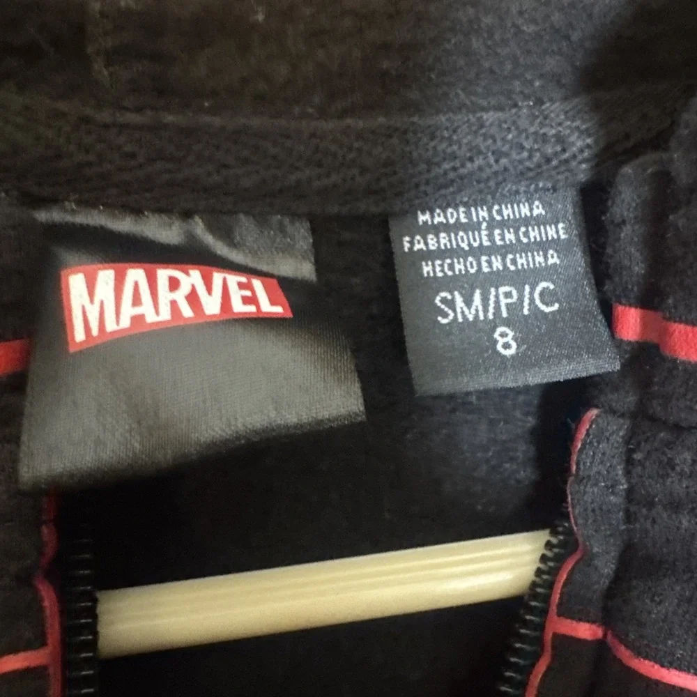 Marvel Miles Morales Spider-Man Hoodie Kids Size 8 Black Red Zip Up Costume - Picture 2 of 6